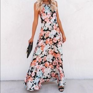 Satin floral maxi dress